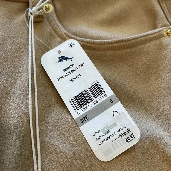Tommy Bahama faux suede mini skirt tan nude beige size 0 NWT new with tags - Picture 3 of 6